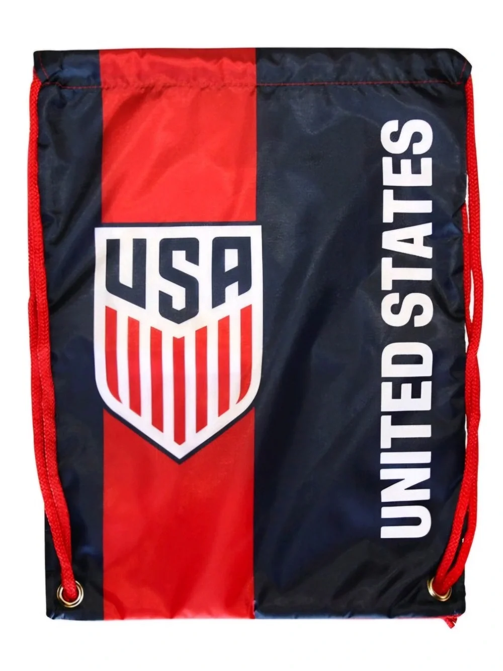 USA Red and Navy Drawstring Backpack with Bold Crest